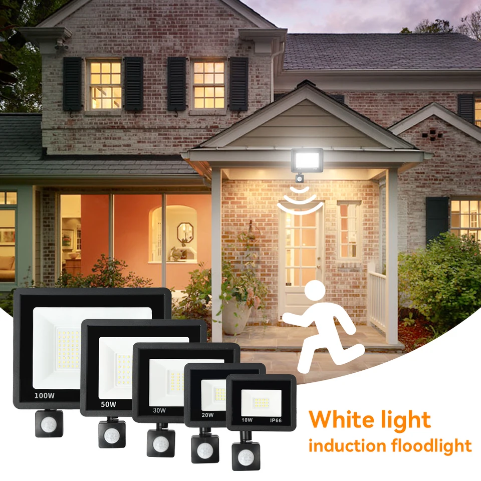 LED svetlomet PIR Sensor Biela/teplá biela