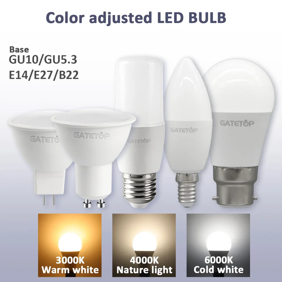 LED Tricolor Stming Bulb GU10 MR16 Spot Light E27AC120V 220V 3W 9W Funkcia CCT Pamäť Funkcia Farba Temp reset pre interiéry osvetlenie