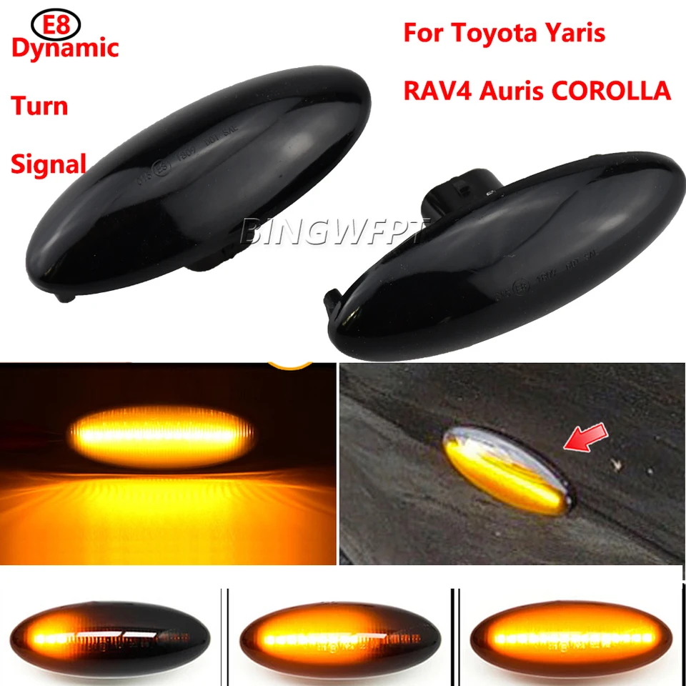 LED Turn Signal Light Dynamic Side Marker Fender Sekvenciálna lampa pre Toyota Yaris Vitz XP90 RAV4 XA30 MK3 AURIS E150 COROLLA