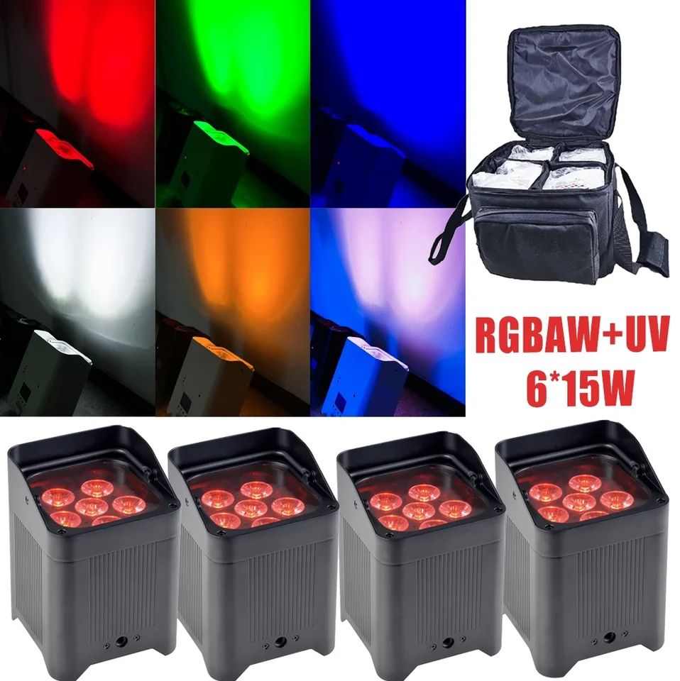LED uplesty 6*18W RGBWAUV 6in1 BATÉRIA BATÉRIA Wireless PAR LIGHT WILLESS LED REFLESTS STAVE LIGHT