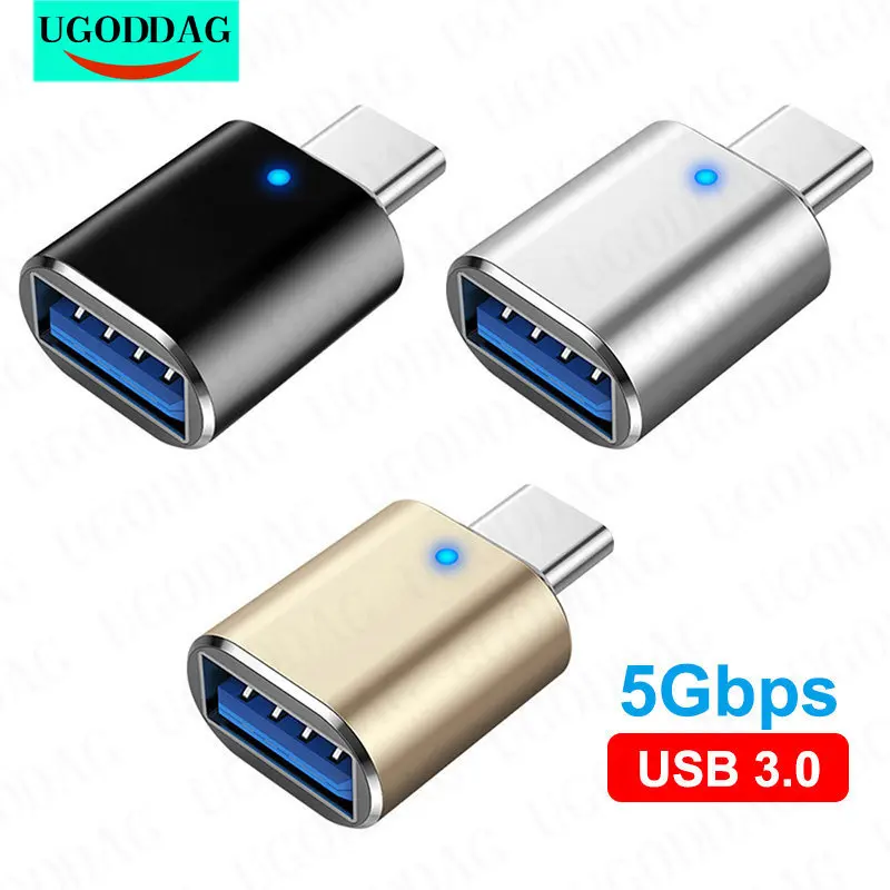LED USB 3.0 k adaptéra OTG typu C do USB C USB-A do samíc konektorov Micro USB typu C pre adaptéry Samsung Xiaomi Poco