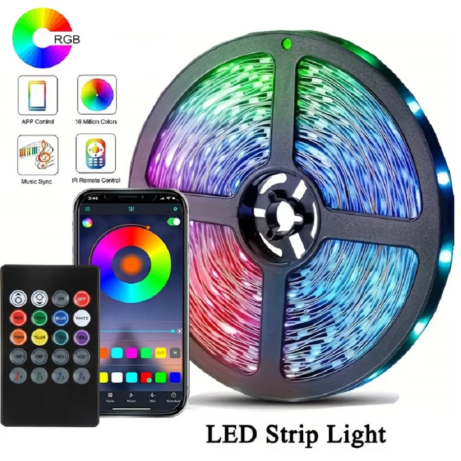 LED USB Strip Light 5m Farba Zmena 5050 RGB LED Flexibilné svetlá s 20 kľúčmi pre deti Herná miestnosť Domovská strana TV podsvietenia