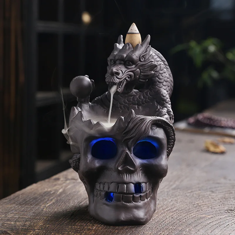 LED vodopád Dragon kadidlo horák lebka lebka kadidla horák Halloween Domáca dekorácia domáca aromaterapia (bez kadidla)