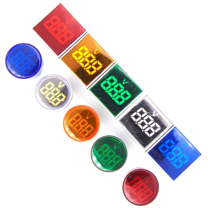 LED voltmetrové signálne svetlá digitálneho displeja Zobrazenie Voltového napätia Indikátor Lampa Lampa meracieho rozsahu AC 20-500V 22 mm