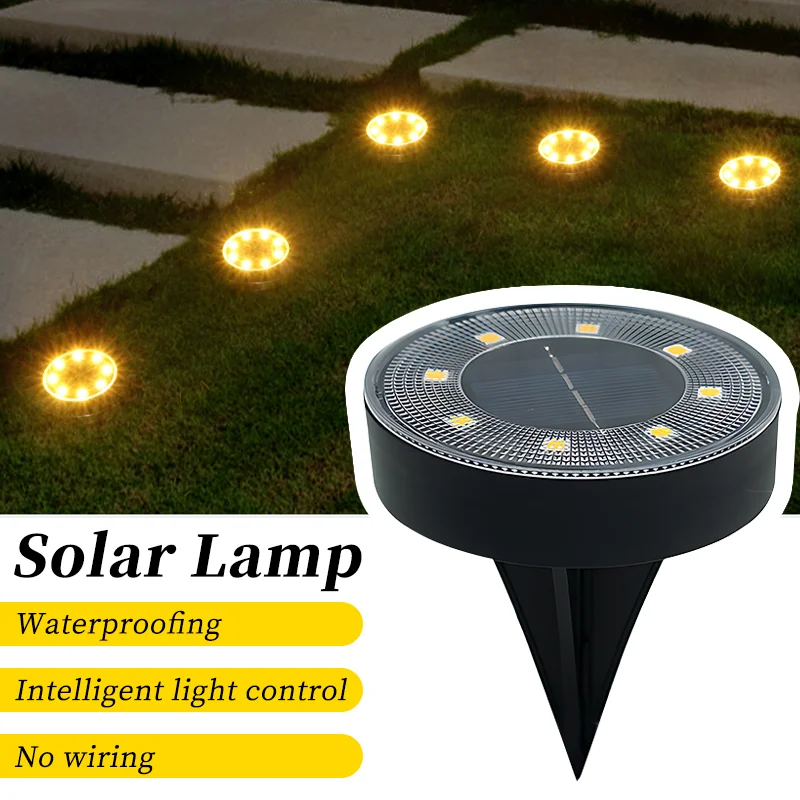 LED vonkajšie solárne svetlo mleté ​​svetlo IP68 vodotesné osvetlenie Ovládanie cesty paluba Lights Yard príjazdová cesta záhradná dekorácia lampa lampa
