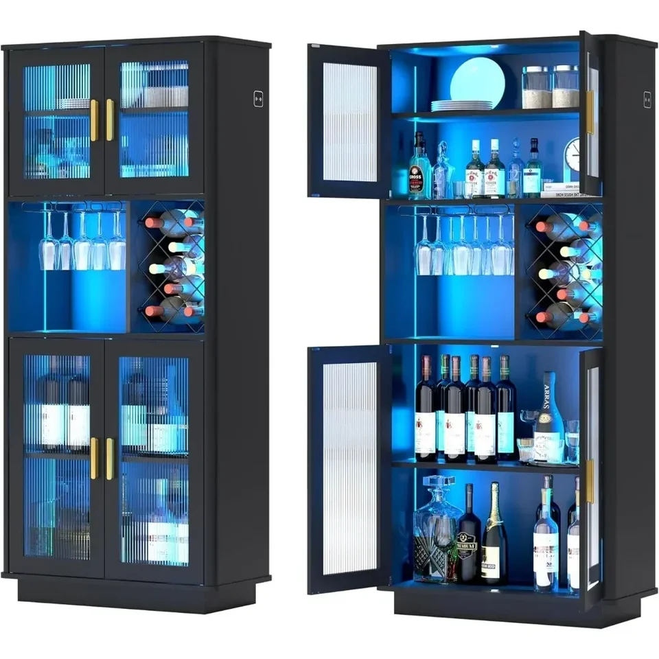 LED vínne barové skrinky s odnímateľným stojanom na víno, barmi pre alkohol s svetelným snímačom, skladovanie kuchynskej skrinky