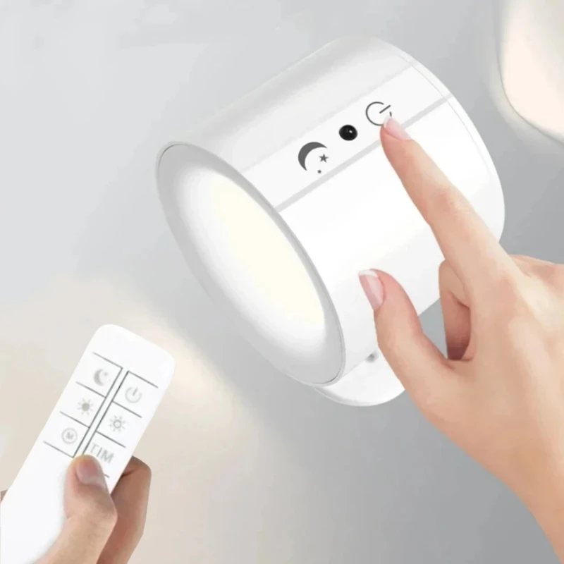 LED WandLamp Oplaadbare Touch Dubbele Kop WandLamp 360 ° Rotatie Draadloze Afstandsbediening LED Spotlight voor slaapkamerverlic