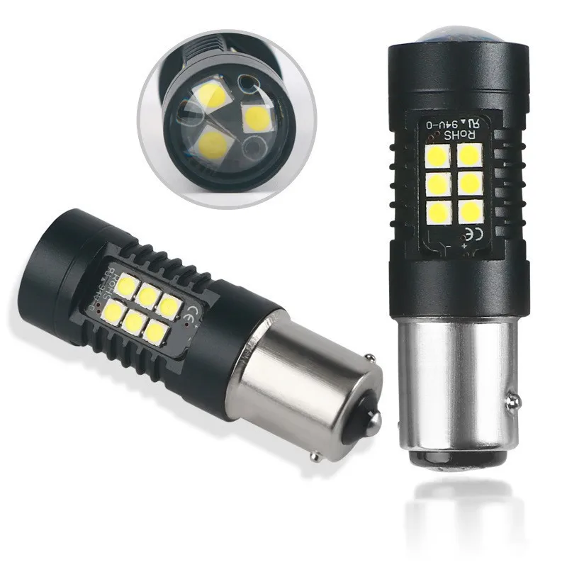 LED zadné brzdové svetlá Vysoký výkon 1156 BA15S P21W 1157 BAY15D P21/5W 7440 7443 T20 3030/21SMD Otočenie auta Signálne žiarovky