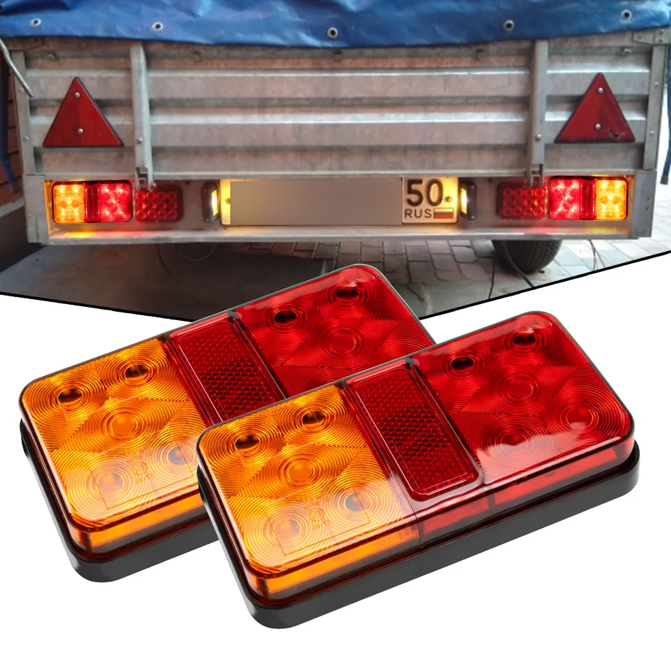 LED zadné svetlo Trailer Svetlo Univerzálny indikátor zastavenia Lampa červená zastávka brzdenie otočenie Signál svetlo Car Caravan Van Boat Camper Bus