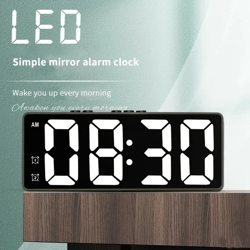 LED zrkadlové stolové hodiny Multifunkčné digitálne zobrazenie digitálneho alarmu Time Desktop Electronic Table Hodiny stolové hodiny elektronické hodiny