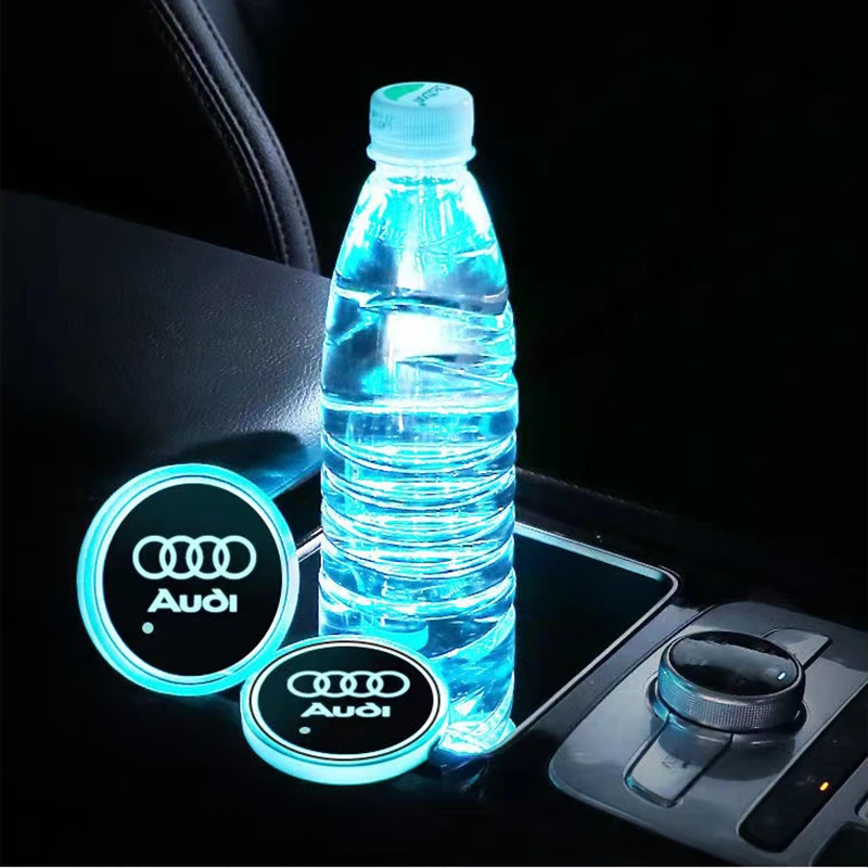 LED ľahké auto vodné poháre Coaster Coaster Držitie podložky pre rohož pre Audi A6L A3 A4 A5 A6 A7 A8 Q4 Q5 Q6 Q7 Q8 TT S3 S5 S7 S8 S8 RS7 RS6 SLINE B9