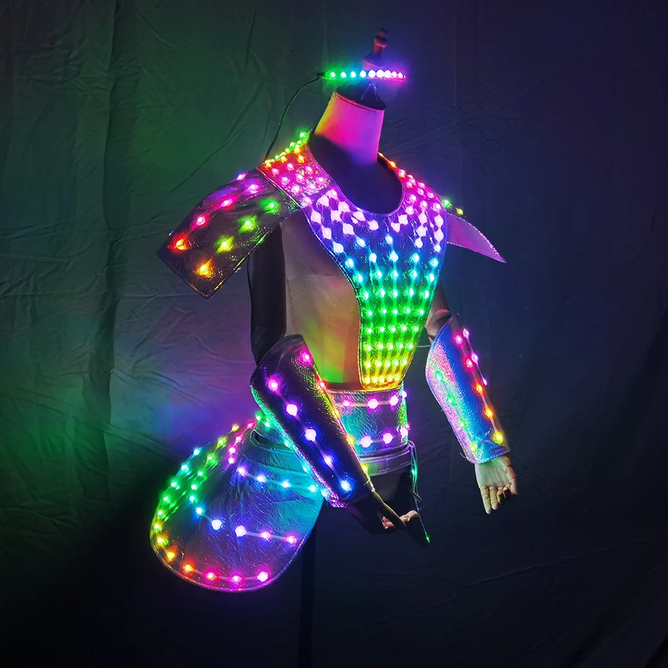 LED šaty ženy Dancer Budúca technológia Cosplay kostým DJ Singer Performance Stage Wear kostým sexy strieborná laserová sukňa