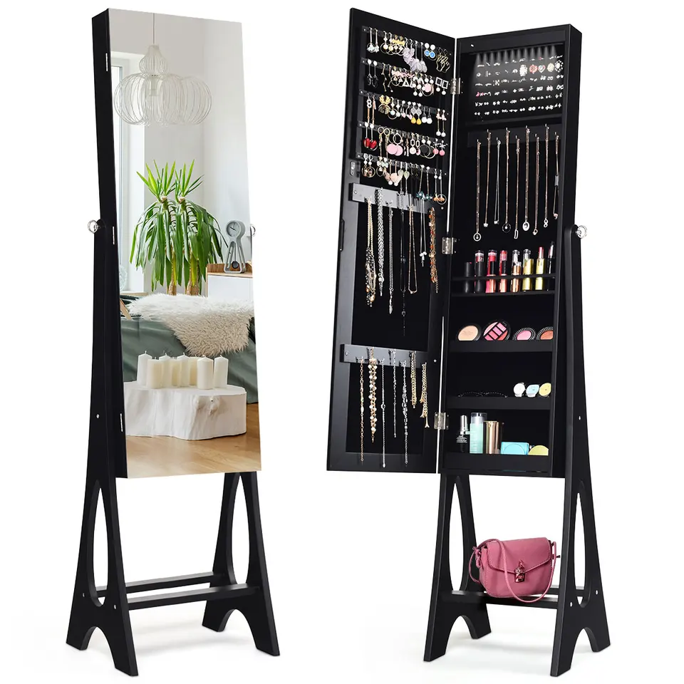 LED šperky skrinky armoire s organizátorom zrkadlového zrkadla zrkadla zrkadla