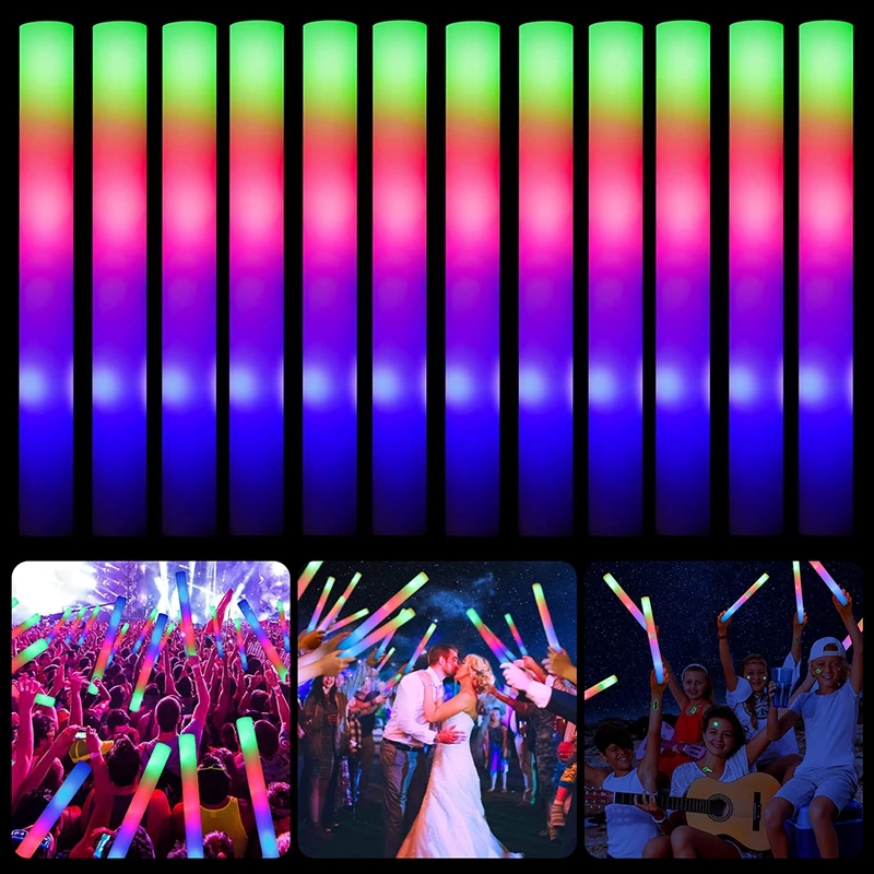 LED žiariace palice 5/10ks žiarivé penové palice Party farebné RGB Glow Foam Stick Atmosféra Cheer trubice Dark Light Party Dodávky