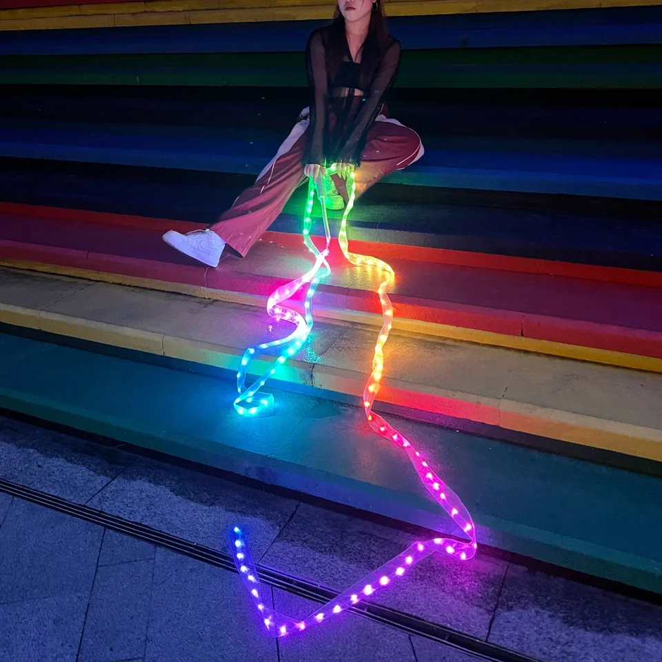 LED žiarivá stuha RGB Full Color Gymbbons LED Rytmická gymnastika bruško tancujúce Rechargeebové pódium