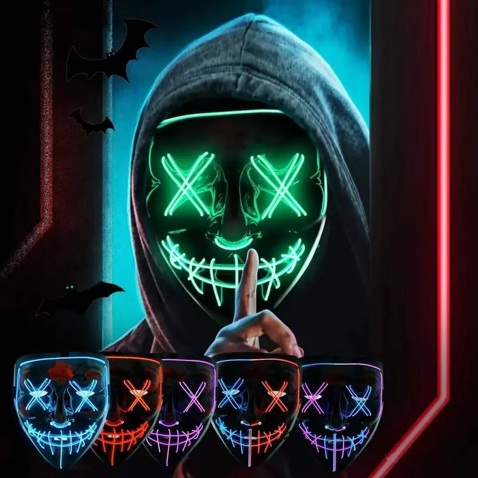 LED žiarivé čierne v maske studené svetlo Halloween maska ​​duchov Step Dance Luminous Mask anime cosplay doplnky novinky darčeky