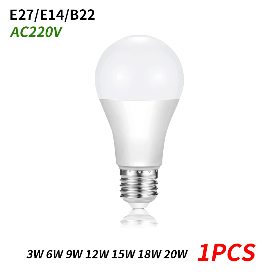 LED žiarovka E27 E14 B22 3W 6W 9W 12W 15W 18W 20W SMD2835 AC 220V LED žiarovka studena WHRATE BIELA ​​LAMPADA BUMBILLA LAMP