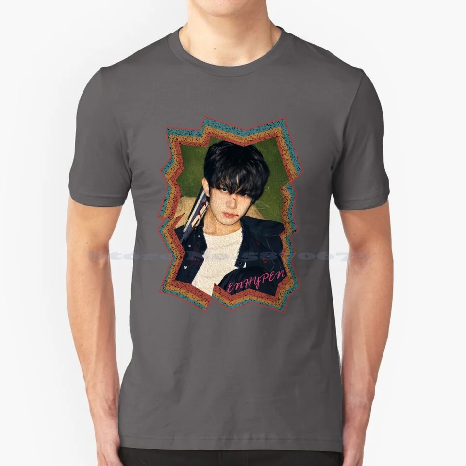 Lee Heeseung Heeseung Korean KPOP retro farebný dizajn olejovej farby tričko 100% bavlnené tričko Lee Heeseung Heeseung Lee členovia KPOP