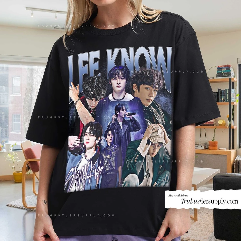 Lee Know Stranykids KPOP inšpirované grafické tričko Lee vedie retro tričko Felix KPOP KOOPLEG TIRIRN VINTAGE KPOP THE PRE JEHO BARTRADD