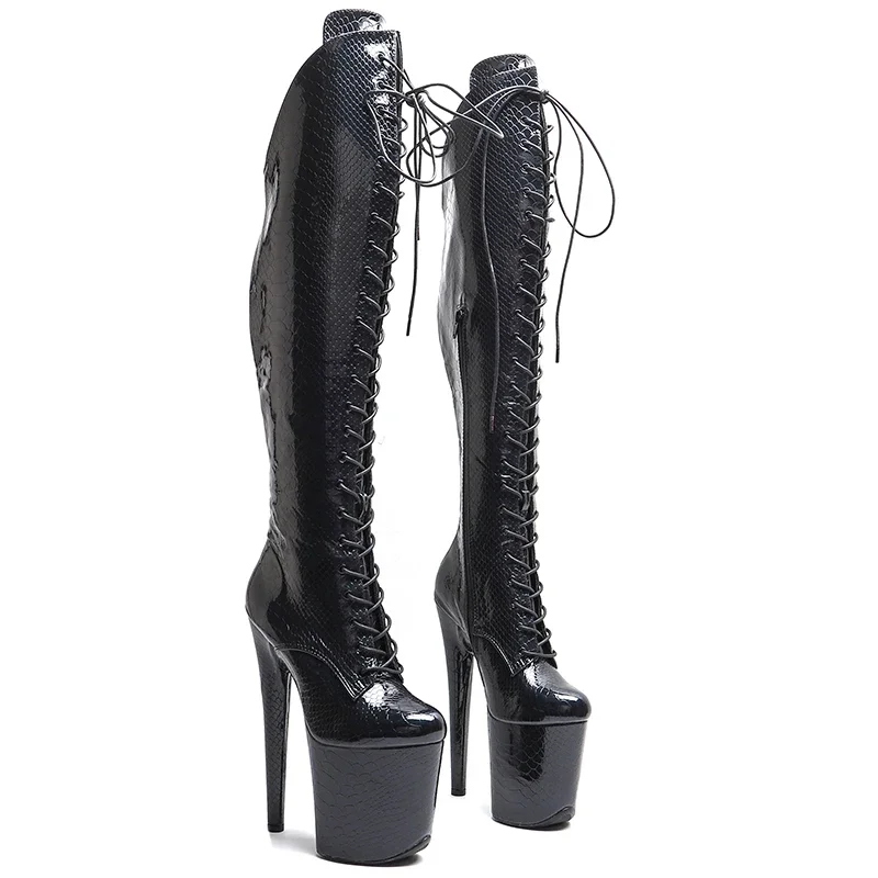 Leecabe 20 cm/8inches had pól tanečné topánky s vysokým podpätkom Platform Boots Zatvorte topánky na päte päty s striptérom.