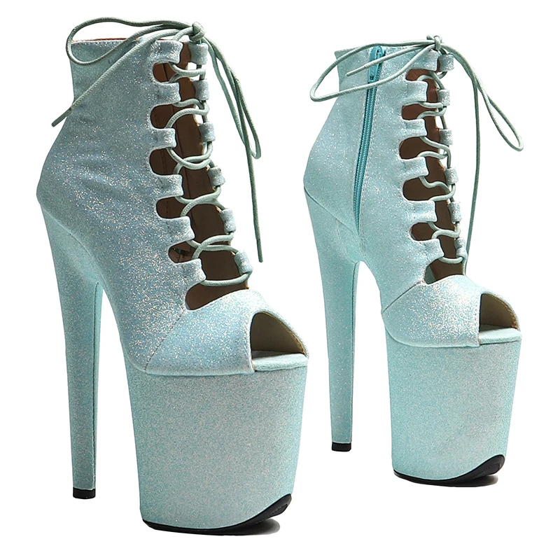 Leecabe 20 cm/8inches trblietky horný otvorený módny trend módny trend sexy vysoká podpätka Platforma členok topánky na pól tanečného topánky