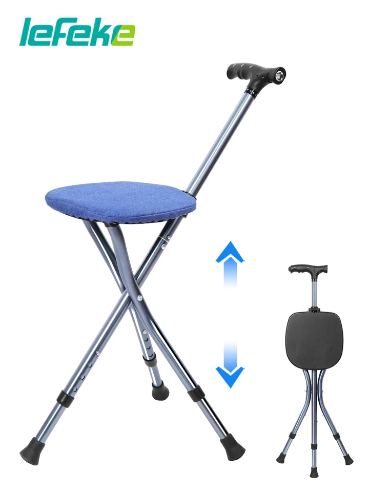 Lefeke skladacie palice so sedadlom vychádzka s paličkou Výška nastavenia trstiny sedadlo skladacie protišmyko Lightweight Walking palice pre senior