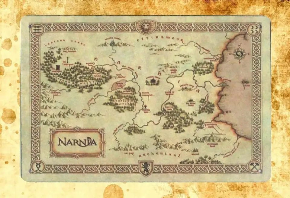 Legenda Narnia Treasure Map Tin Kov kovová kovová nástenná umenie kovové panely kovové znamenie 8x12 palcov, Tinsigneua63663