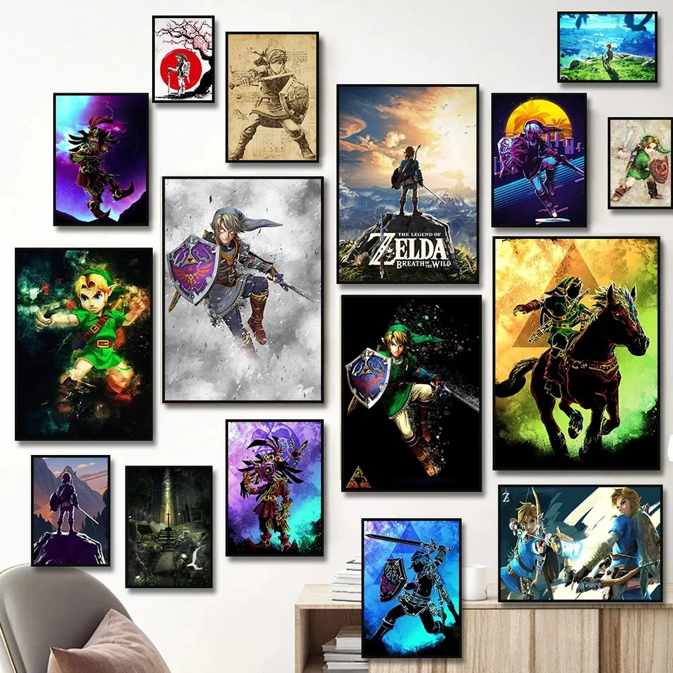 Legenda videohry plagát Canvas Painting Zeldas Link Plagát a výtlačky nástenné umelecké obrázky pre modernú spálňu