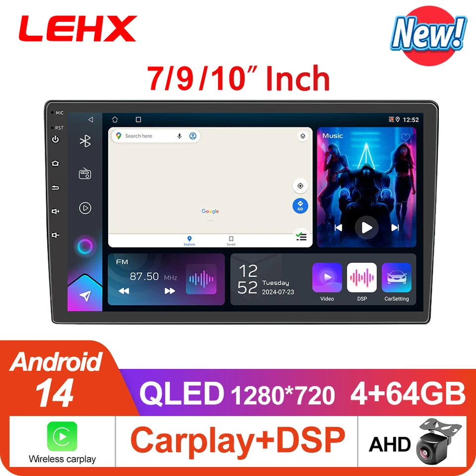 Lehx L13Plus 7/9/10 '' 2Din Android 14 Car Radio Multimedia Stereo prijímač CarPlay pre Toyota Hyundai Kia Volkswagen Jeep Fiat Fiat