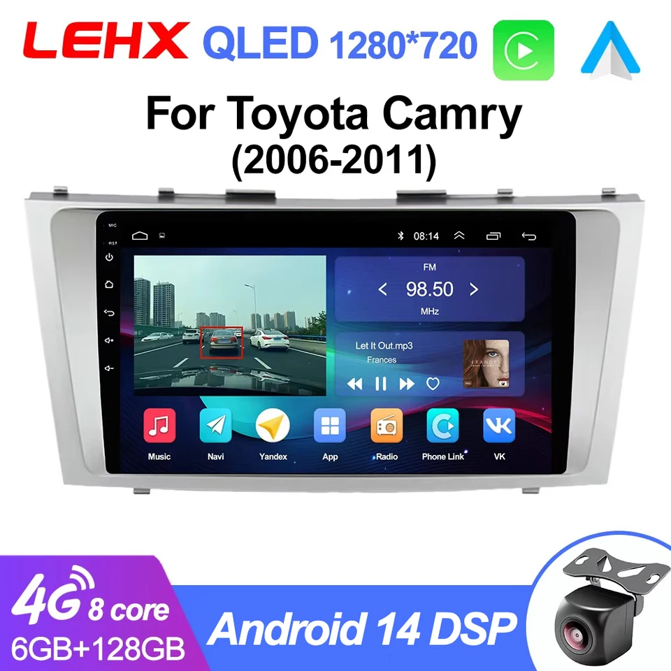 Lehx L6 Pro 8 Core Car Multimedia Player Android 14 2 DIN Radio pre Toyota Camry 2006 - 2011 Autoraido CarPlay Stereo Head Unit