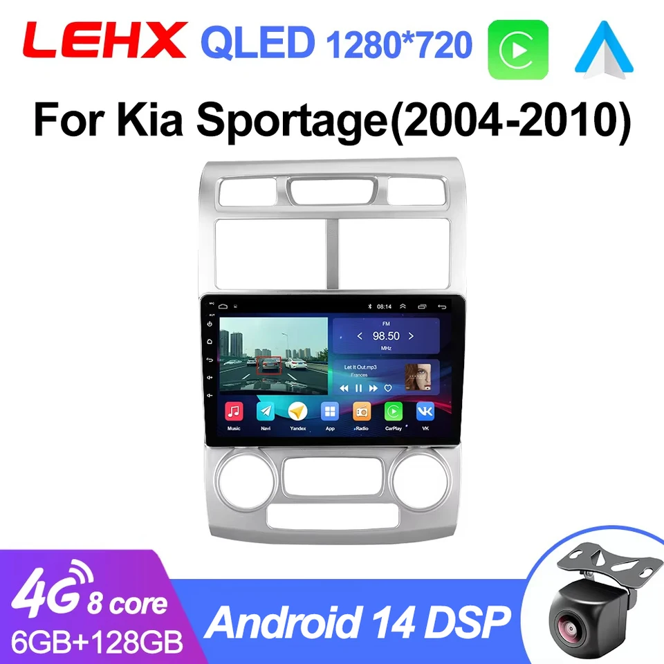 Lehx L6 Pro Android Auto Car Radio Multimedia pre Kia Sportage 2 2004 - 2010 Wireless CarPlay 2Din Stereo 4G WiFi GPS navigácia