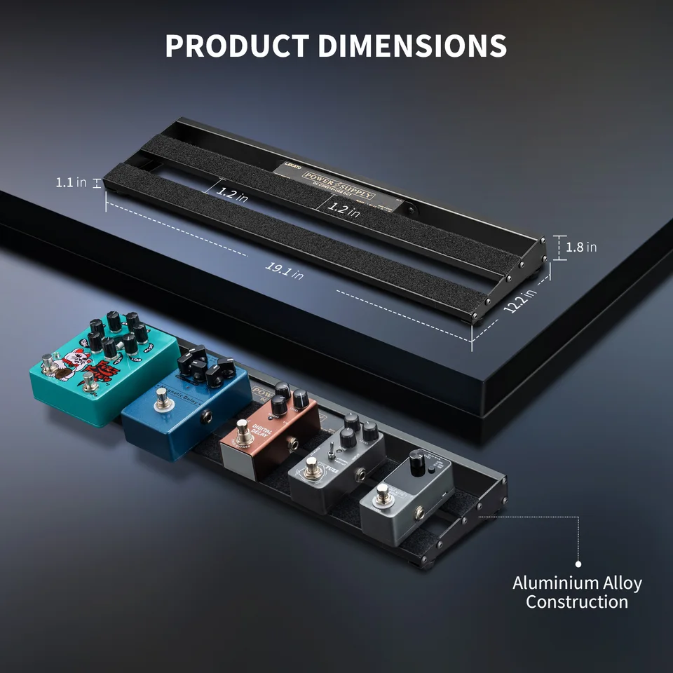 Lekato Guitar Pedál doska so vstavaným napájacím zdrojom zliatiny hliníkovej zliatiny Pedalboard káble vrecko na lepenú pásku