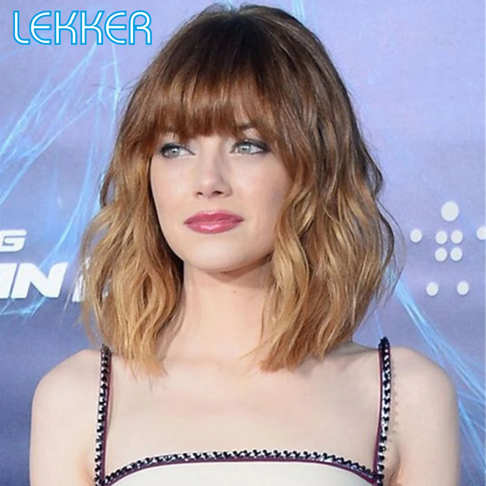 Lekker Short Blonde Wave Wave Curly Bob Human Hair Parochňa