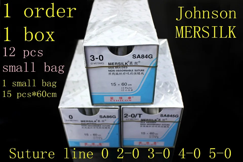Lekárska linka Suture Johnson Ethicon Mersilk Line Chirurgická neabsorbovateľná linka Surile Real Silk Braid Line Instrument