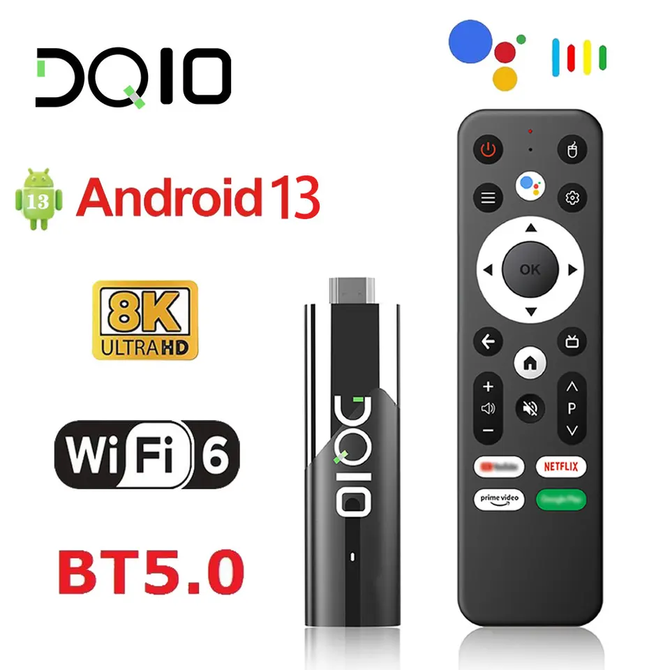 Lemfo DQ10 ATV Mini Smart TV Stick Android13 Allwinner H618 Quad Core Cortex A53 Podpora 8K Video 4K WiFi6 Voice Remote TV Box