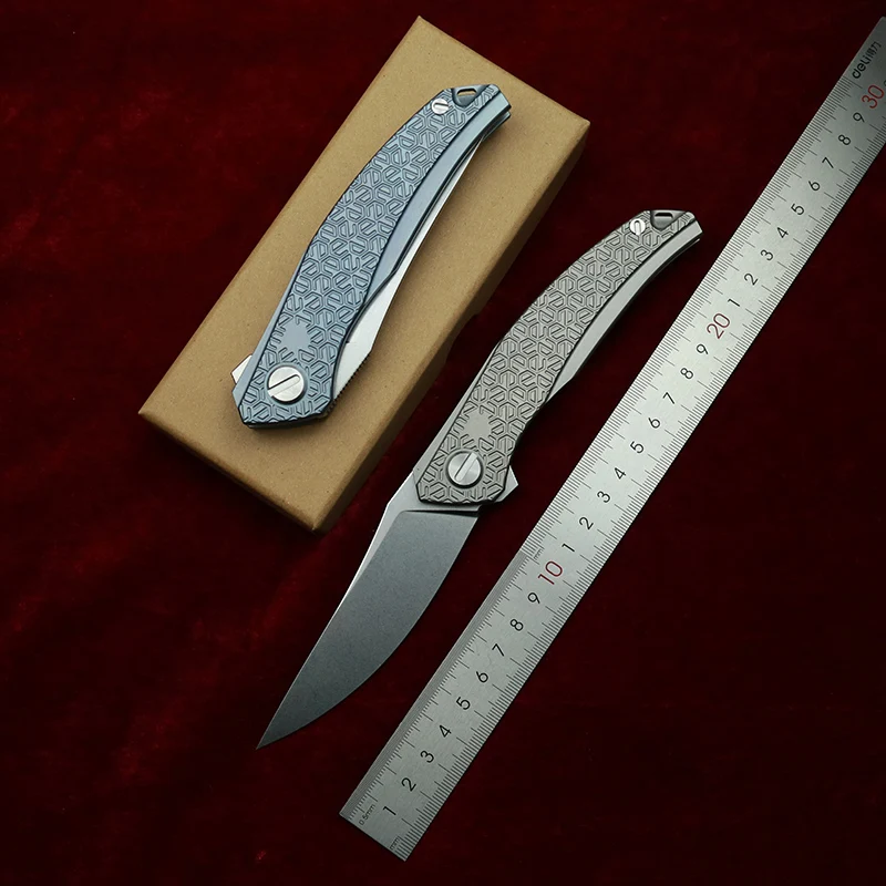 Lemifshe kvantové dvojradové keramické ložisko Titánium rukoväť známka Crromax PM Blade Skladacie taktické tábor Hunting edc nôž nástroja