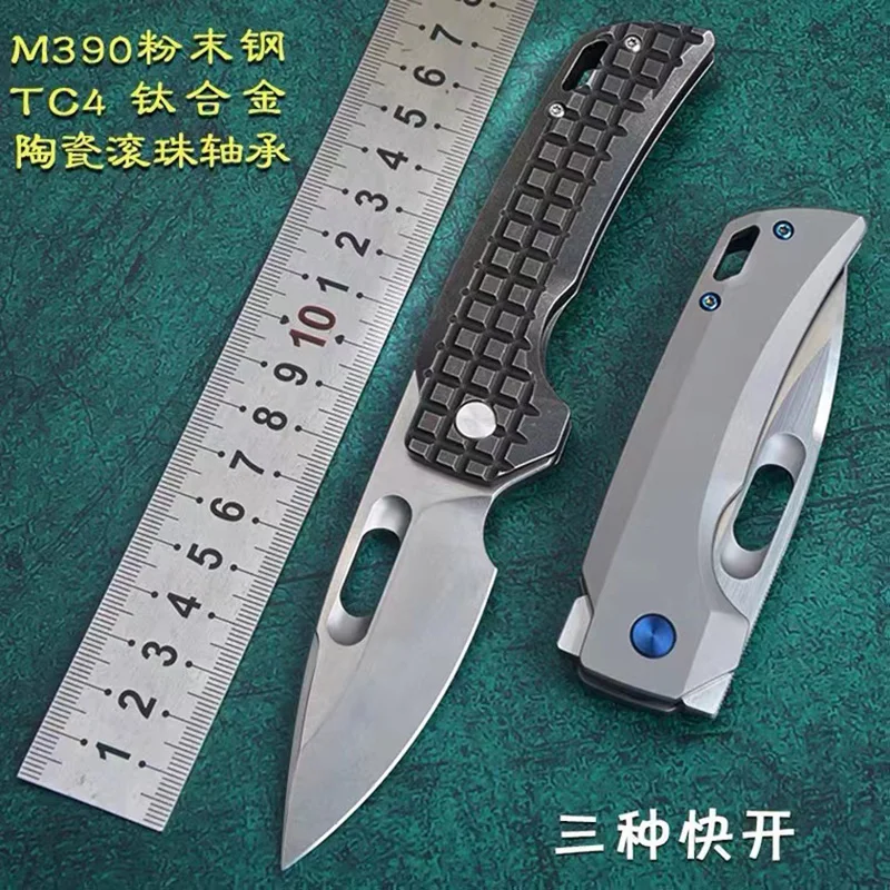 Lemifshe Real K110/M390 Skladací nôž vonkajší miklota titánový rukoväť na vonkajší kempingový nôž nôž