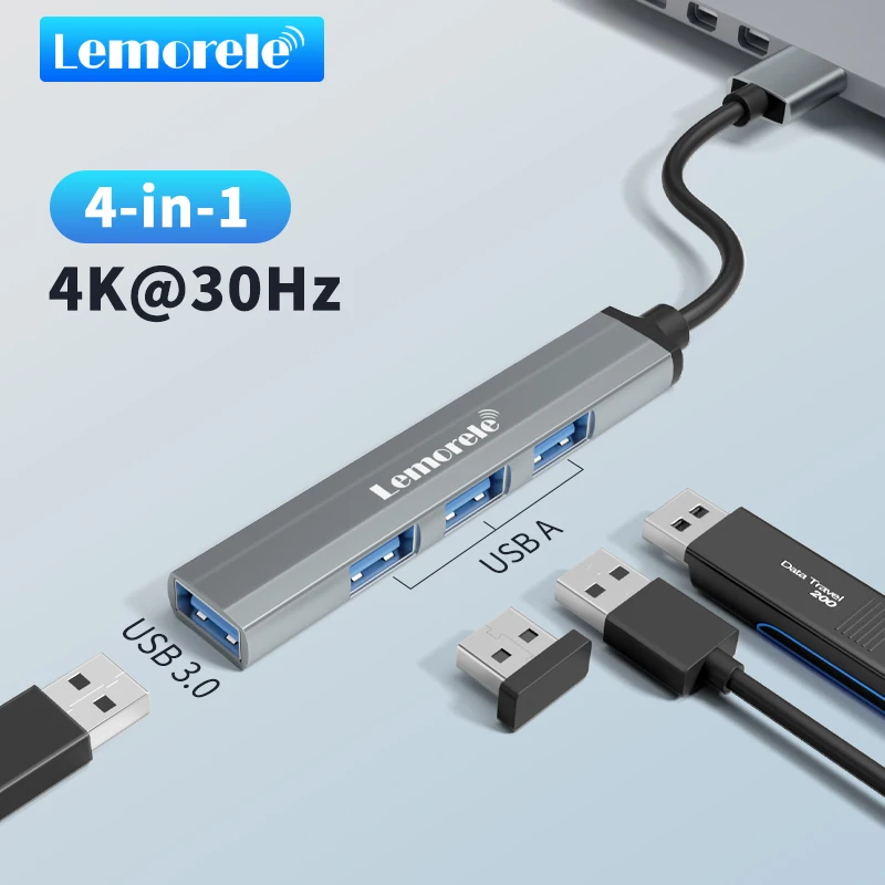 LEMORELE USB C HUB 3.0 Typ C 3.1 USB 4 Port Multi Splitter Adapter OTG OTG pre Xiaomi Lenovo MacBook Pro 13 15 Air Pro PC Computer