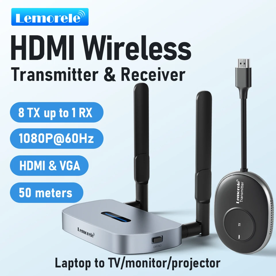 Lemorele Wireless HDMI Video Paseter a Adapter Adapter TV Stick Dongle 1080p pre notebooky s projektorom