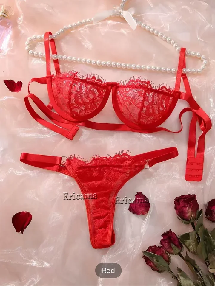 Lenceria babydoll Sexy podprsenka a nohavičky Set spodná bielizeň Intimátuje ženy Lace Transparent Open podprsenka dutiny erotické kostýmy spodného prádla