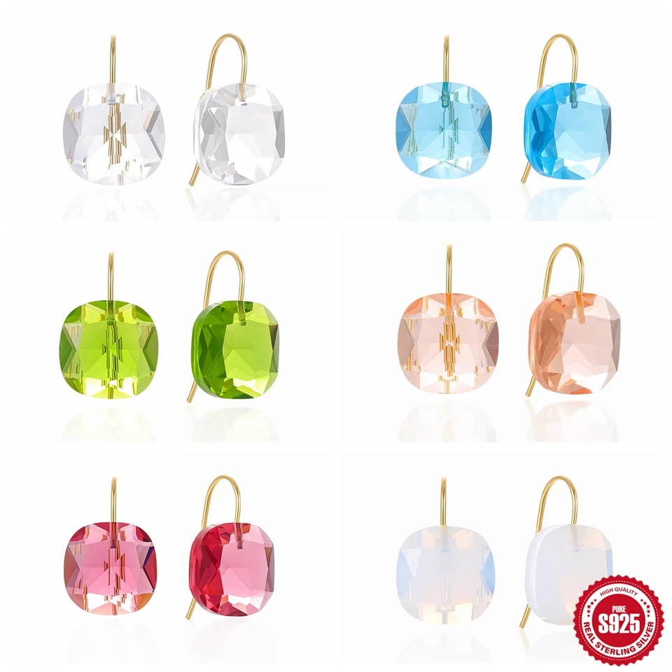 Lennik Plata 925 Sterling Silver 6 Colors Stud náušnice pre ženy roztomilé farby CZ Zirkón Piercing Dámske náušnice módne šperky