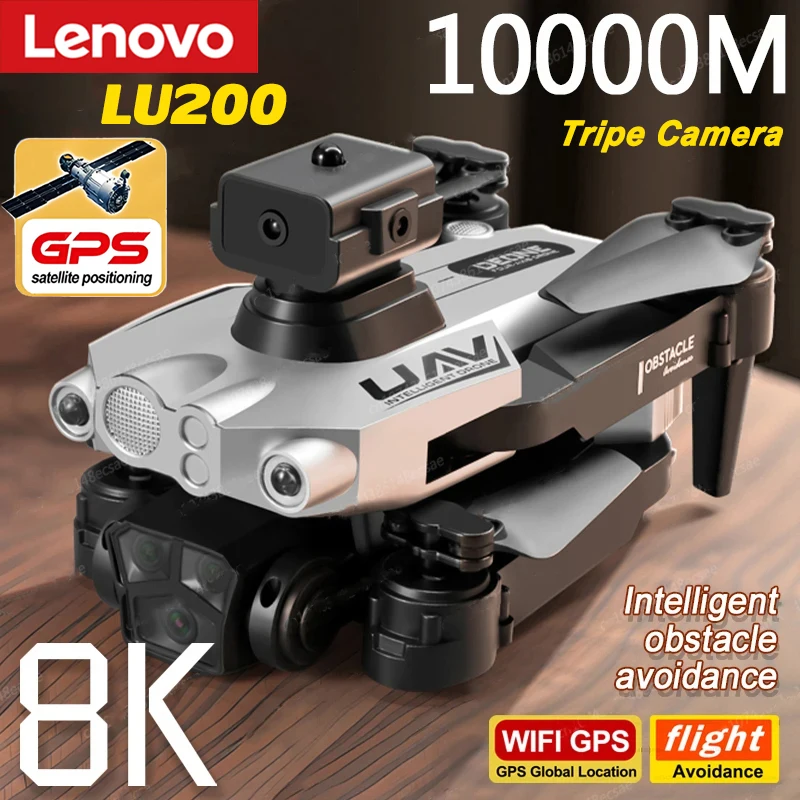Lenovo Lu200 Pro RC Drone 8K GPS HD Aerial Photography Triple-Camera všadeprítomné prekážky vyhýbanie sa bez kefy bez kefy 10000m