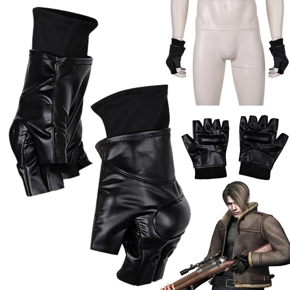 Leon Cosplay čierne rukavice bez prstov Anime Biohazard Game Resident Re Cosplay kostýmové doplnky