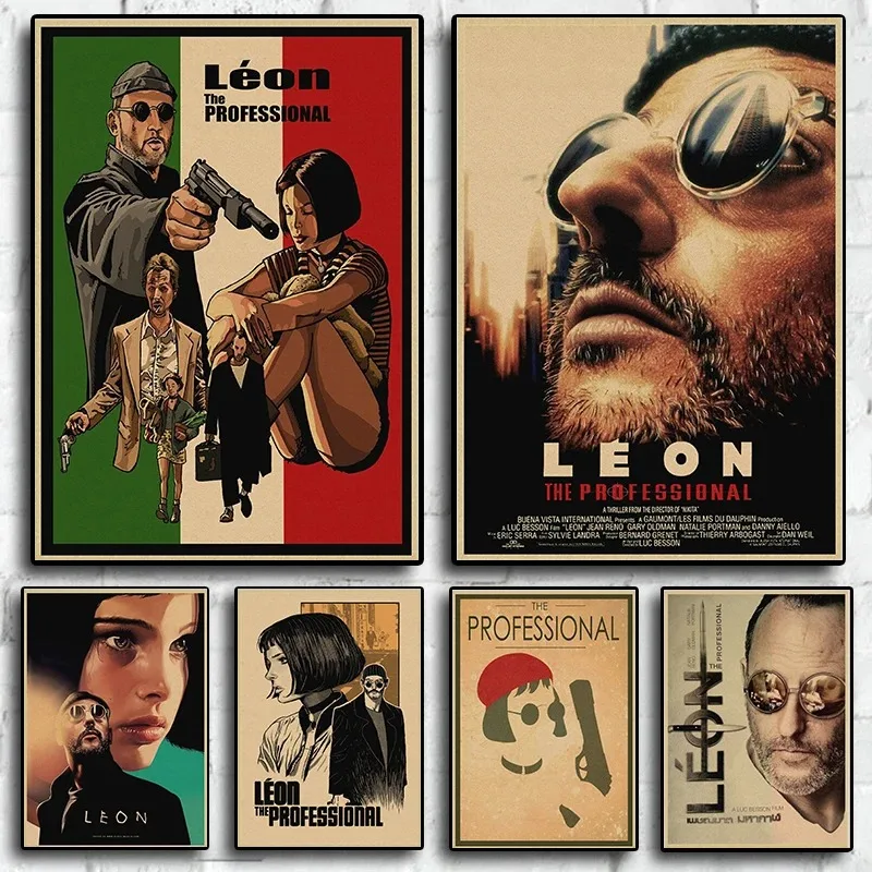 Leon Profesionálny vintage film Domov Wall Art Art Muarl Room Dekoratívne plátno plagát estetika obývacia izba jedálenské maľby