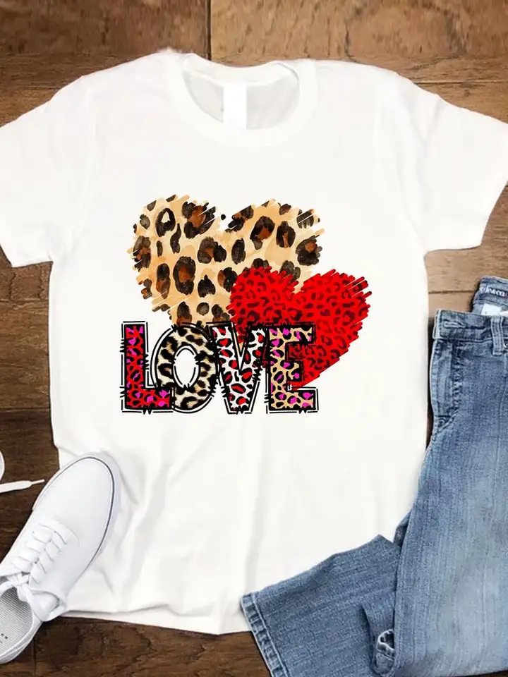 Leopard Love Trend 90. roky Ženy módne oblečenie TEE TOE TOPATICKÉ TREACTION TSHREVE Grafické tričká t ženské kreslené dámy oblečenie