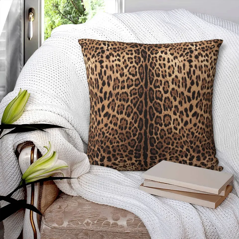 Leopard tlač s kožou štvorcový vankúš vankúš polyester vankúš dekor comfort hodu vankúš pre domácu pohovku