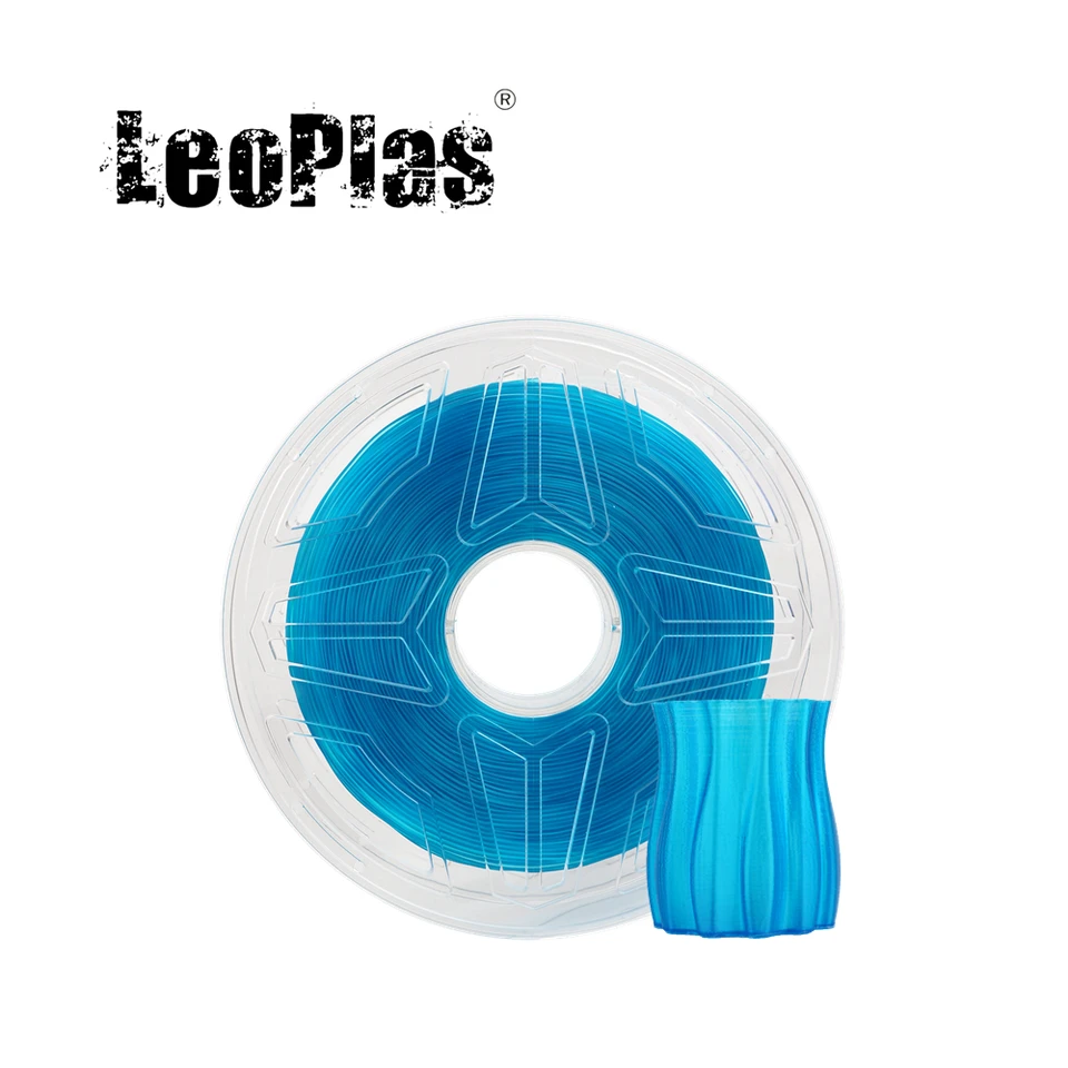 Leoplas Clear Blue Petg Filament Transparent 1,75 mm 1 kg pre 3D tlačiareň spotrebný materiál tlačiarenský materiál Plastový materiál