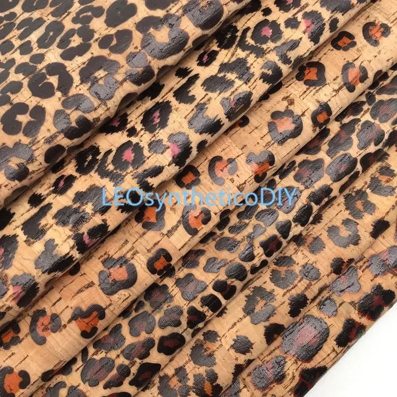 Leosyntheticodiy Leopard vytlačený na mäkkých korkových textilných listoch pre DIY luky nášivky 21x29cm R045A