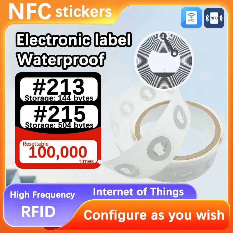 Lepky značka RFID, NFC Tag, Mobile Phone K dispozícii, ISO14443A, 13,56 MHz, NTAG215, 213, Huawei zdieľanie