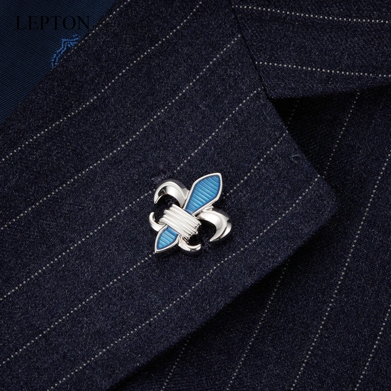 Lepton Fleur de Lis Cufflinks Blue Fleur-de-Lis Brošňa darček pre mužov Deň otcov/Lover/priatelia/Svadba/výročia/narodeniny